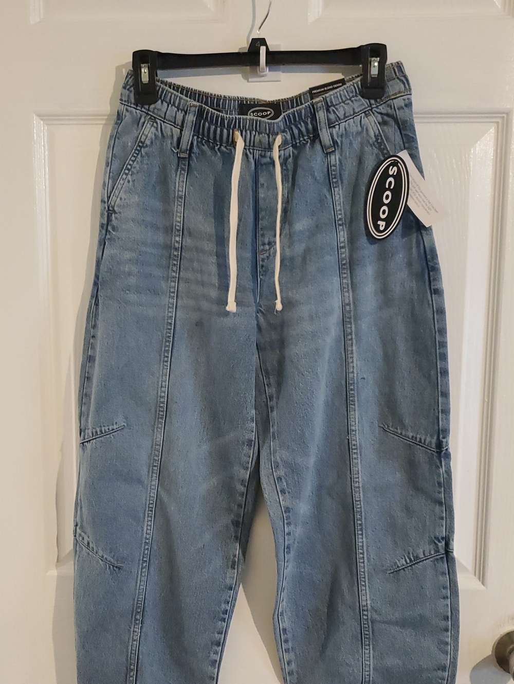 Scoop Light Blue Relaxed Denim Jeans with Elastic Waist